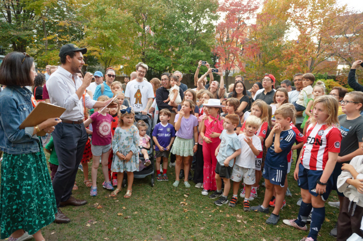 City Councilman Christopher Marte, one of the judges, announces the winners. Photo: Carl Glassman/Tribeca Trib
